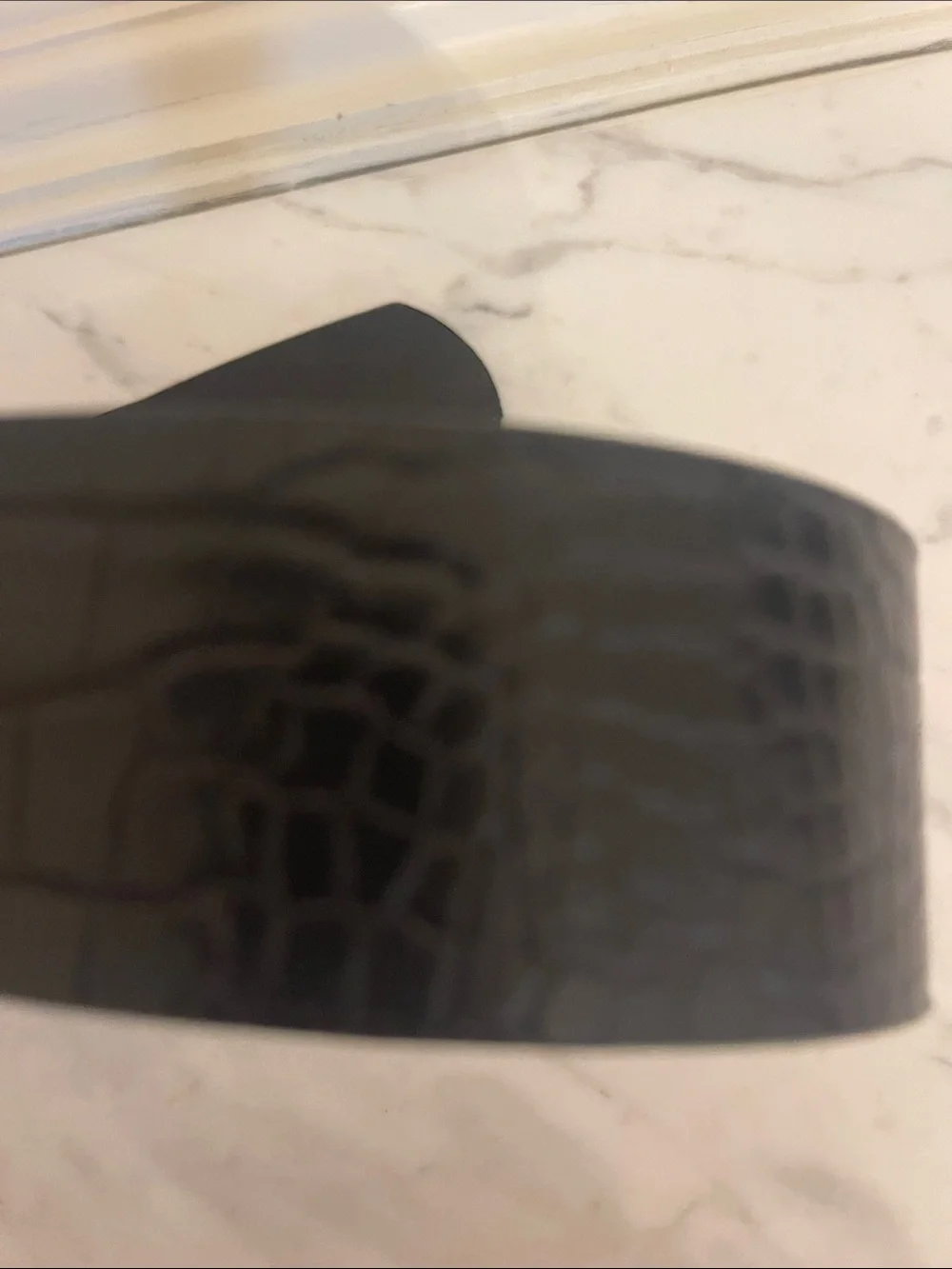 Black Croc-Embossed Leather Belt for Men